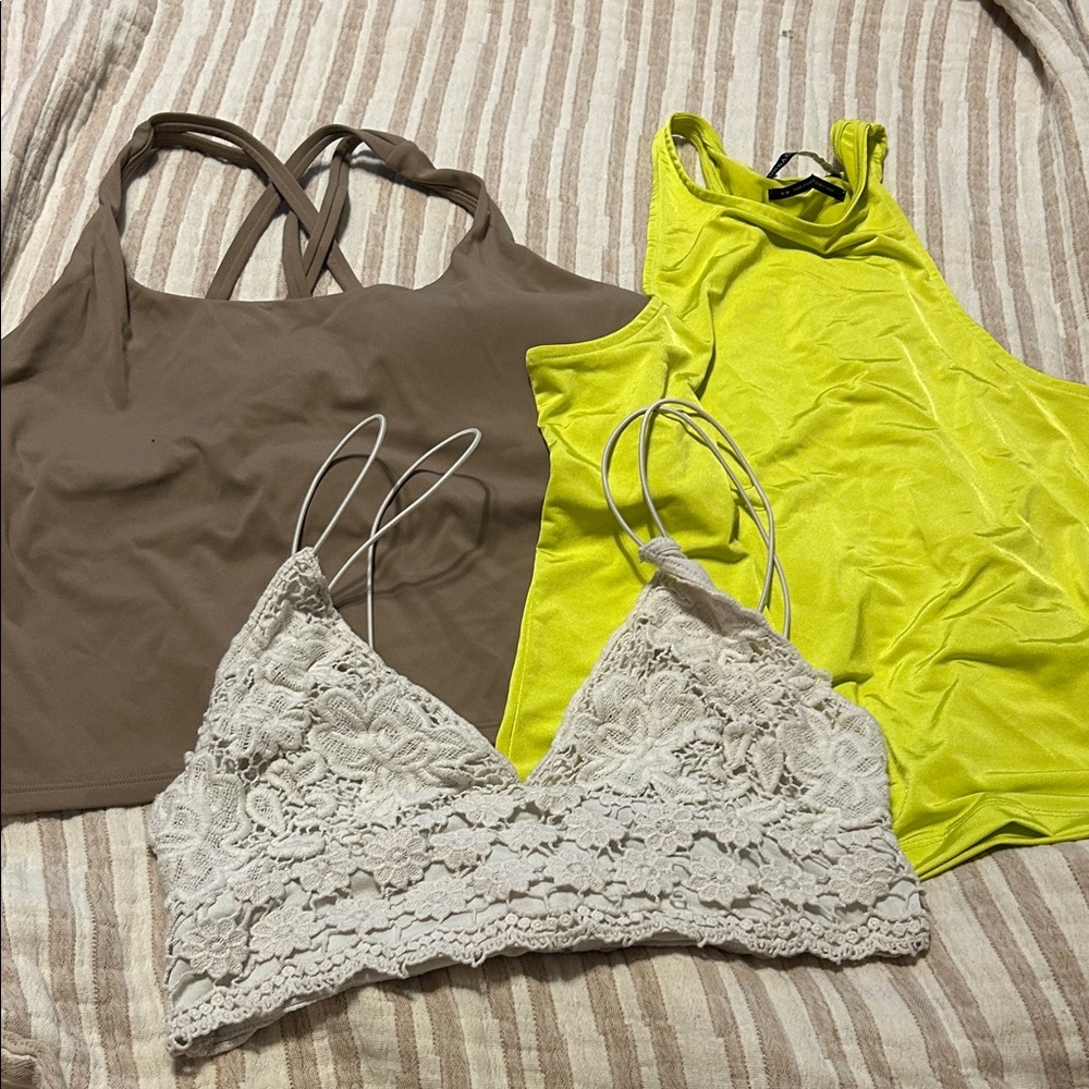 Urban Outfitters Brown, Yellow, and Cream Tank Trio